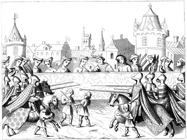 Jousting in the time of Queen Isabeau, 15th century, (1849). Artist: Unknown