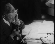 Journalist at Work on a Telephone, 1921. Creator: British Pathe Ltd