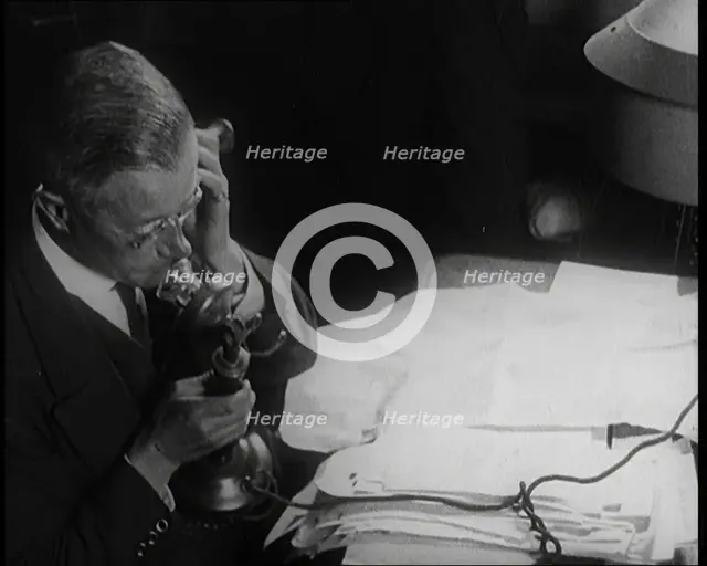 Journalist at Work on a Telephone, 1921. Creator: British Pathe Ltd.