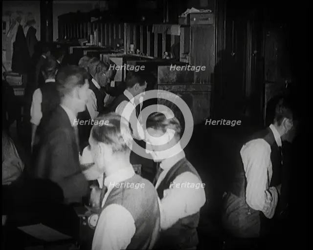 Journalists at Work in a Busy Newspaper Office, 1921. Creator: British Pathe Ltd.