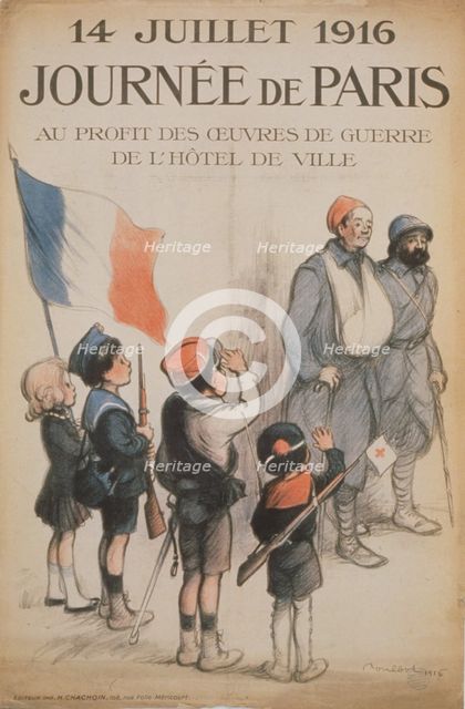 Journée de Paris. 14 Juillet 1916, 1916. Artist: Poulbot, Francisque (1879-1946)