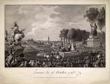Journée du 16 octobre 1793 (The Execution of Marie Antoinette on October 16, 1793), c. 1795. Creator: Helman, Isidore Stanislas (1743-1806/9)