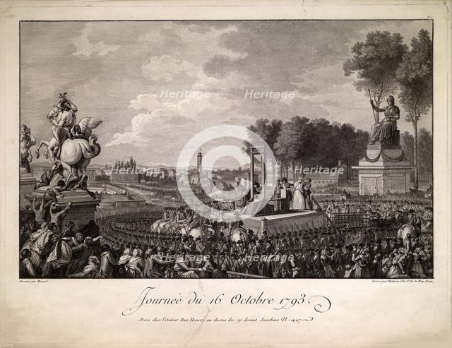 Journée du 16 octobre 1793 (The Execution of Marie Antoinette on October 16, 1793), c. 1795. Creator: Helman, Isidore Stanislas (1743-1806/9).