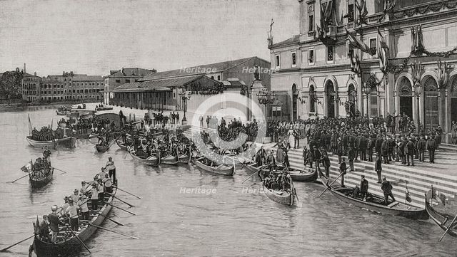 Journey of the emperors of Germany to the Holy Land: Arrival at Venice, Italy, October 13, 1898.  Creator: Unknown.