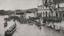 Journey of the emperors of Germany to the Holy Land: Arrival at Venice, Italy, October 13, 1898. Creator: Unknown