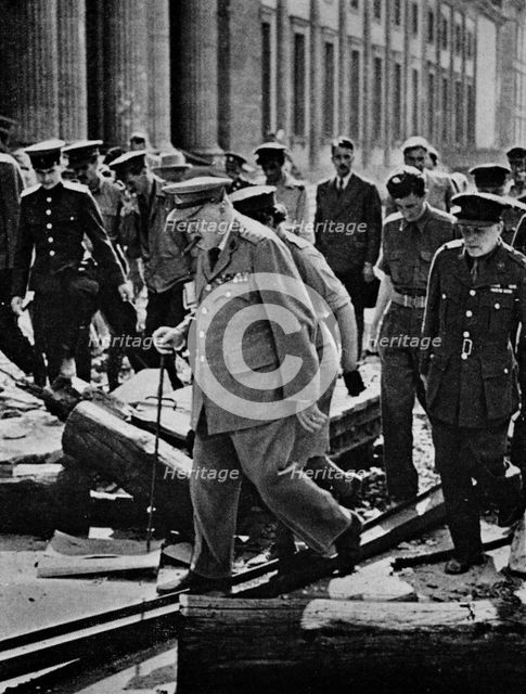 'Journey's end. Dunkirk to Berlin - an inevitable progress of retributive justice. Churchill inspect