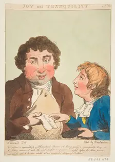 Joy with Tranquility (Le Brun Travested, or Caricatures of the Passions), January 21, 1800. Creator: Thomas Rowlandson