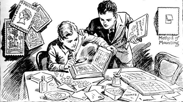 'Joys of Stamp Collecting', 1937. Artist: Unknown.