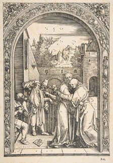 Joachim and Anna at the Golden Gate, from The Life of the Virgin, ca. 1504. Creator: Albrecht Durer