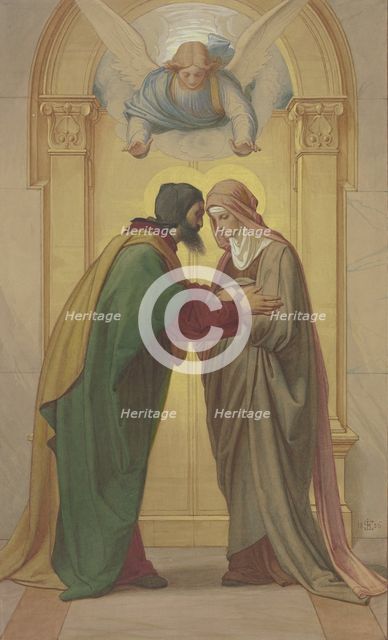 Joachim and Anna's meeting at the Golden Gate, 1856. Creator: Eduard von Steinle.