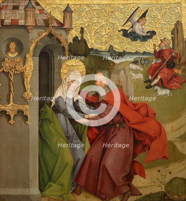 Joachim and Annas meet at the Golden Gate, c1490/1495. Creator: Master of the Divisio Apostolorum.