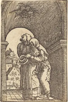 Joachim Embracing Anna, c. 1513. Creator: Albrecht Altdorfer