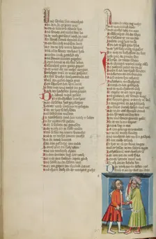 Joab Killing Amasa; Weltchronik, about 1400-1410. Creator: Unknown