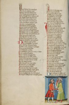 Joab Killing Amasa; Weltchronik, about 1400-1410. Creator: Unknown