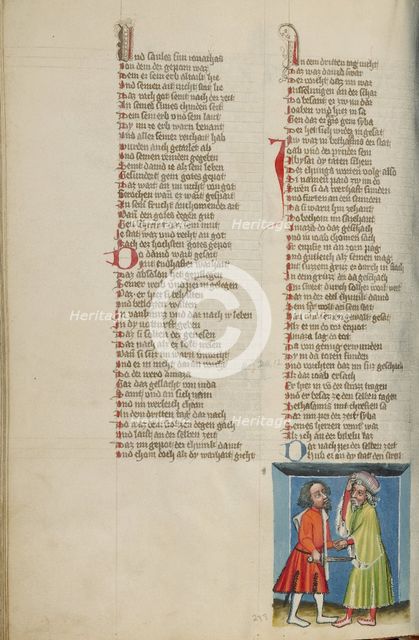 Joab Killing Amasa; Weltchronik, about 1400-1410. Creator: Unknown.