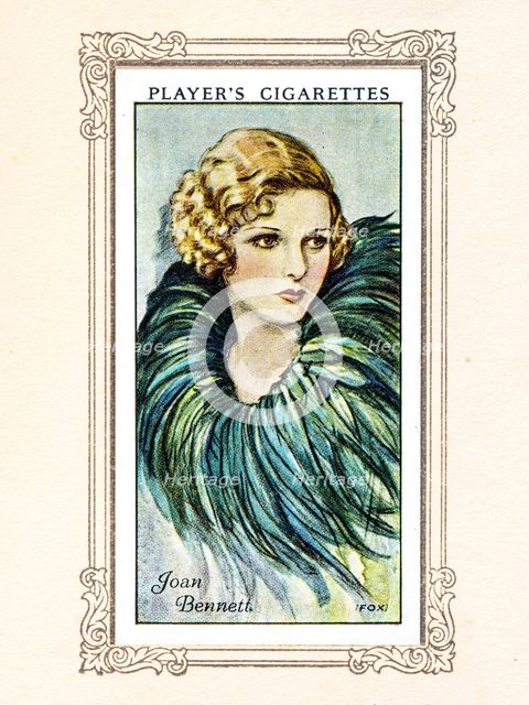 Joan Bennett Collectables Picture of movie stars that came with the Players cigarette packet, 1934.  Creator: Unknown.