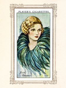 Joan Bennett Collectables Picture of movie stars that came with the Players cigarette packet, 1934. Creator: Unknown
