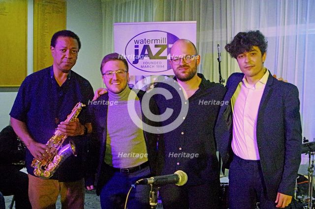 Joan Fort Trio plus Vincent Herring, Watermill Jazz Club, Dorking, Surrey, 20 May 2025. Creator: Brian O'Connor.