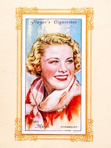 Joan Marsh Collectables Picture of movie stars that came with the Players cigarette packet, 1934. Creator: Unknown