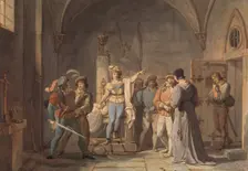 Joan of Arc Imprisoned in Rouen, 1819. Creator: Pierre Henri Revoil