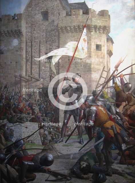 Joan of Arc in armour before Orléans, 1886-1890. Artist: Lenepveu, Jules Eugène (1819-1898)