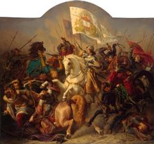 Joan of Arc in Battle (Central Part of 'The Life of Joan of Arc' Triptych), 1843. Creator: Richard Stilke