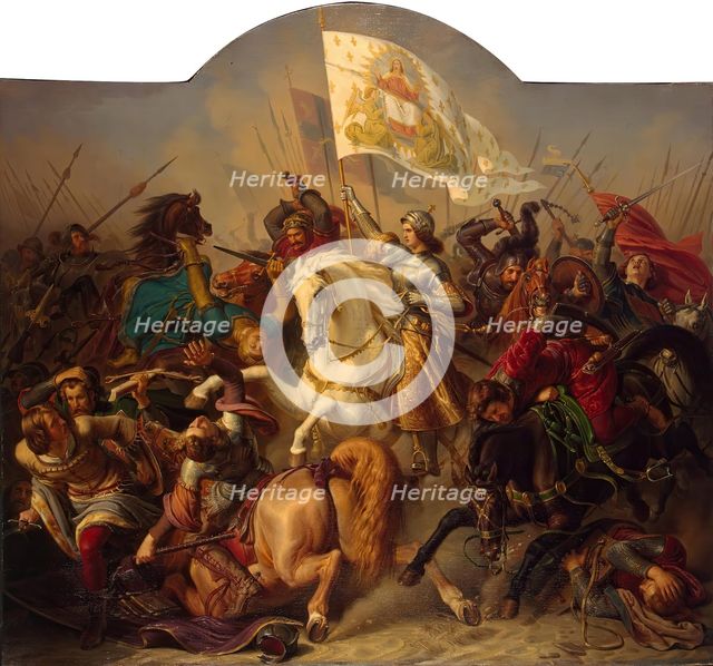 Joan of Arc in Battle (Central Part of ''The Life of Joan of Arc'' Triptych), 1843. Creator: Richard Stilke.