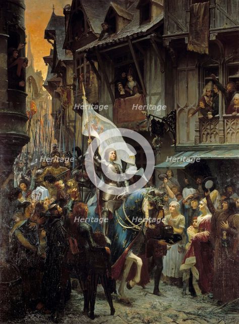 Joan of Arc, victorious over the English, returns to Orleans and is acclaimed by the population,1887 Creator: Scherrer, Jean-Jacques (1855-1916).