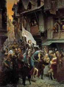 Joan of Arc, victorious over the English, returns to Orleans and is acclaimed by the population,1887 Creator: Scherrer, Jean-Jacques (1855-1916)