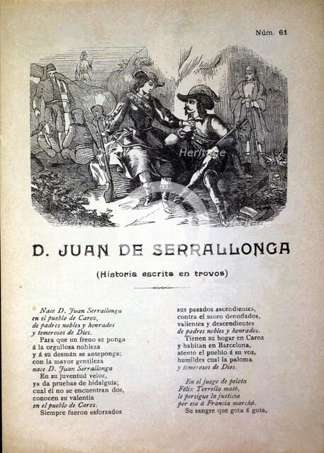 Joan Sala i Serrallonga (1594-1634), bandit and chief gang,  romantic engraving  of 19th century …