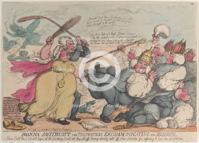Joanna Southcott the Prophetess Excommunicating the Bishops, September 20, 1814., September 20, 1814 Creator: Thomas Rowlandson.