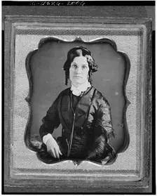 Joannette Clark Benjamin, three-quarter length portrait of a woman..., between 1840 and 1860. Creator: Unknown