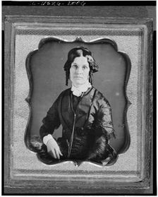 Joannette Clark Benjamin, three-quarter length portrait of a woman..., between 1840 and 1860. Creator: Unknown