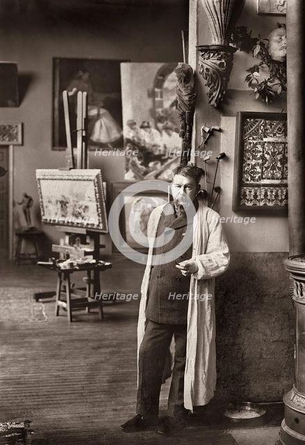 Joaquín Sorolla in his studio in Madrid, c1906. Creator: Franzen y Nissen, Christian (1863-1923).