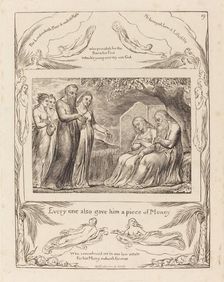 Job Accepting Charity, 1825. Creator: William Blake