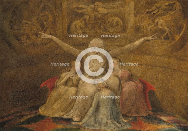 Job and His Daughters, 1799/1800. Creator: William Blake.