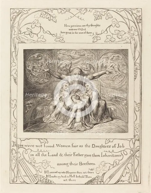 Job and His Daughters, 1825. Creator: William Blake.