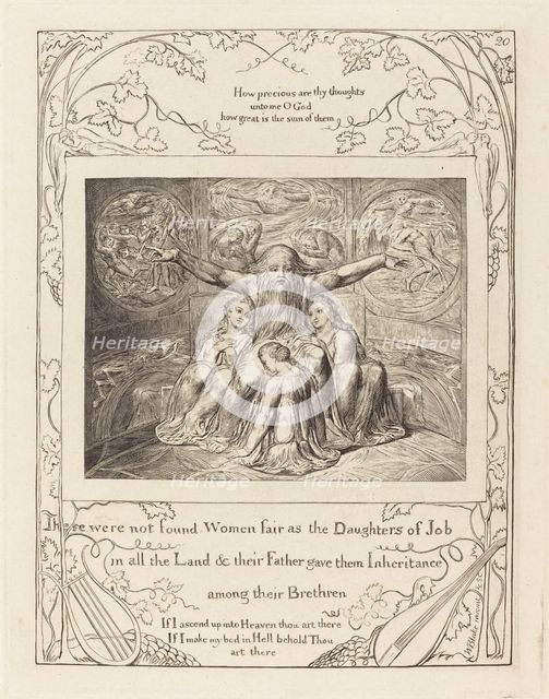 Job and His Daughters, 1825. Creator: William Blake.