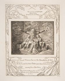 Job and his Daughters, from Illustrations of the Book of Job, 1825-26. Creator: William Blake