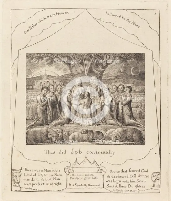 Job and His Family, 1825. Creator: William Blake.