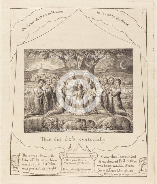 Job and His Family, 1825. Creator: William Blake.