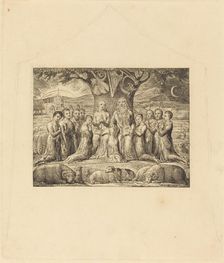 Job and His Family, 1825. Creator: William Blake