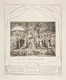 Job and His Family, from Illustrations of the Book of Job, 1825-26. Creator: William Blake
