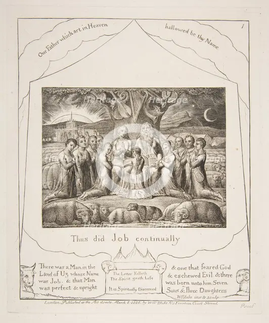 Job and His Family, from Illustrations of the Book of Job, 1825-26. Creator: William Blake.