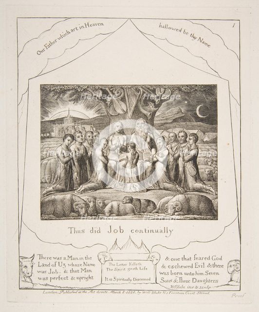 Job and His Family, from Illustrations of the Book of Job, 1825-26. Creator: William Blake.