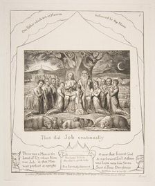 Job and His Family, from Illustrations of the Book of Job, 1825-26. Creator: William Blake