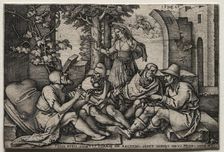 Job and His Friends. Creator: Hans Sebald Beham (German, 1500-1550)