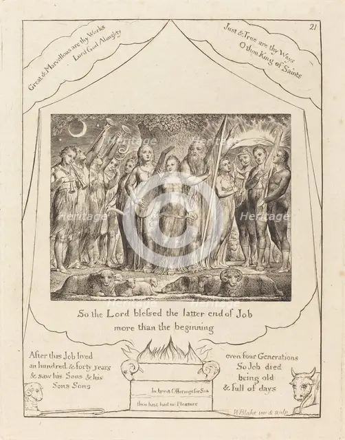 Job and His Wife Restored to Prosperity, 1825. Creator: William Blake.