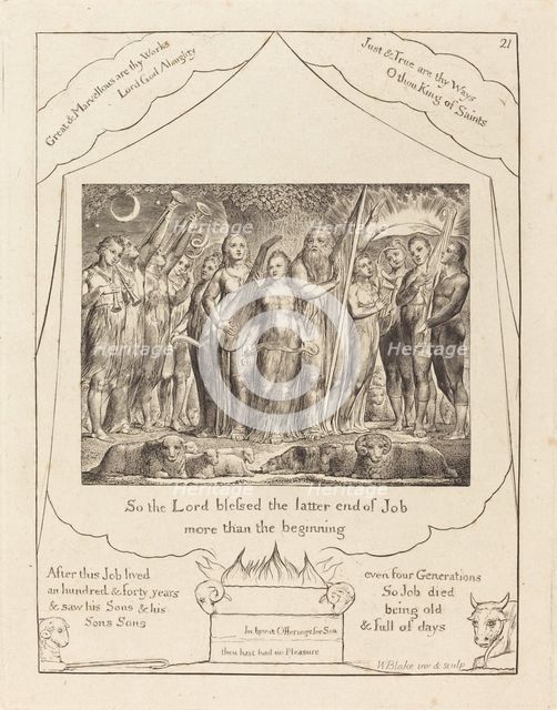 Job and His Wife Restored to Prosperity, 1825. Creator: William Blake.