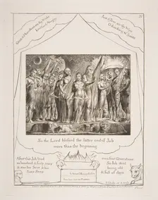 Job and his Wife restored to Prosperity, from Illustrations of the Book of Job, 1825-26. Creator: William Blake